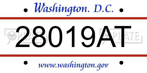 28019AT District Of Columbia License Plate