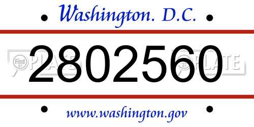 2802560 District Of Columbia License Plate