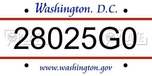 28025G0 District Of Columbia License Plate