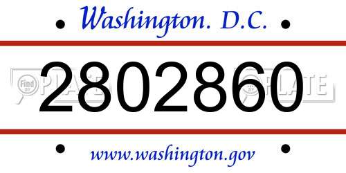 2802860 District Of Columbia License Plate
