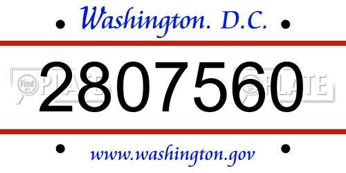 2807560 District Of Columbia License Plate