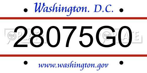28075G0 District Of Columbia License Plate