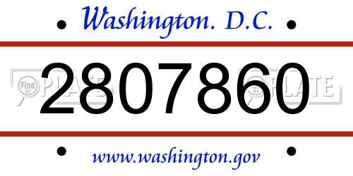 2807860 District Of Columbia License Plate