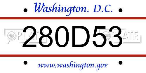 280D53 District Of Columbia License Plate