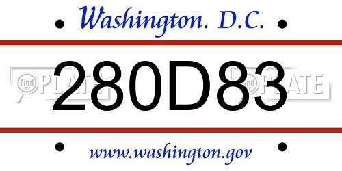 280D83 District Of Columbia License Plate