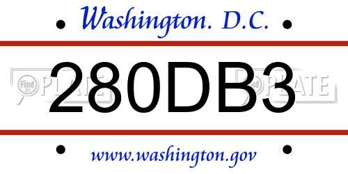 280DB3 District Of Columbia License Plate