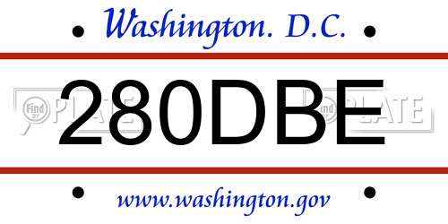 280DBE District Of Columbia License Plate
