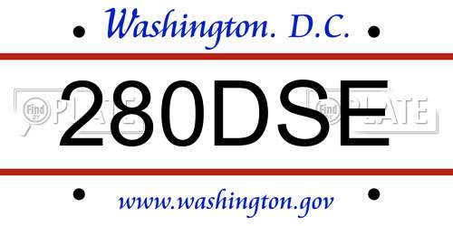 280DSE District Of Columbia License Plate
