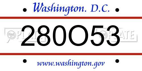 280O53 District Of Columbia License Plate