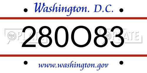 280O83 District Of Columbia License Plate