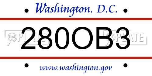 280OB3 District Of Columbia License Plate