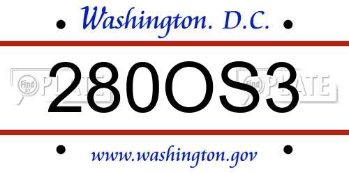 280OS3 District Of Columbia License Plate