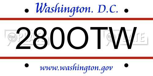 280OTW District Of Columbia License Plate