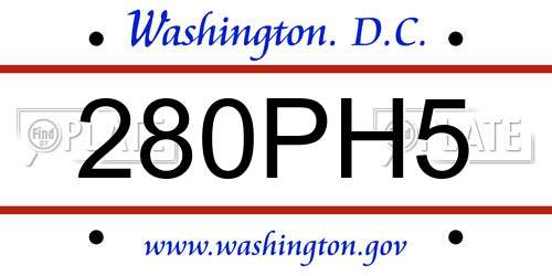 280PH5 District Of Columbia License Plate