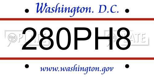280PH8 District Of Columbia License Plate