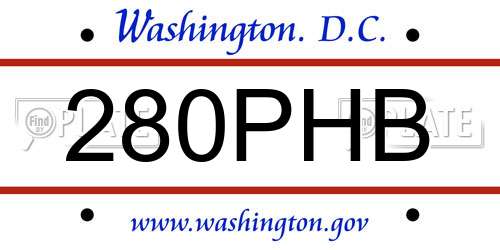 280PHB District Of Columbia License Plate