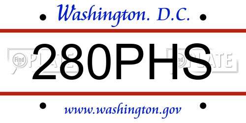 280PHS District Of Columbia License Plate
