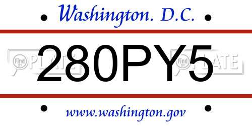280PY5 District Of Columbia License Plate