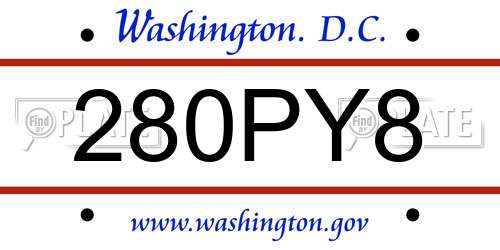280PY8 District Of Columbia License Plate