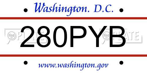 280PYB District Of Columbia License Plate