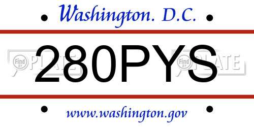 280PYS District Of Columbia License Plate