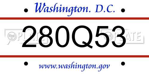 280Q53 District Of Columbia License Plate