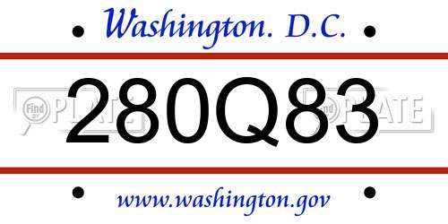 280Q83 District Of Columbia License Plate