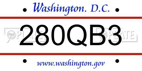 280QB3 District Of Columbia License Plate