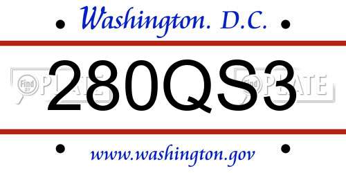 280QS3 District Of Columbia License Plate