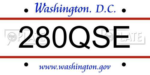 280QSE District Of Columbia License Plate