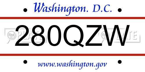 280QZW District Of Columbia License Plate