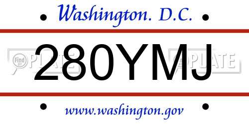 280YMJ District Of Columbia License Plate