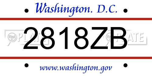 2818ZB District Of Columbia License Plate