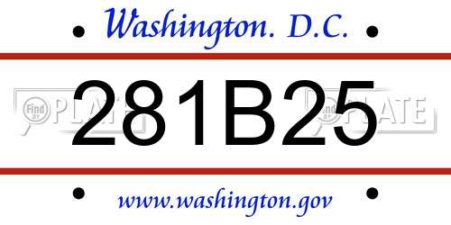281B25 District Of Columbia License Plate