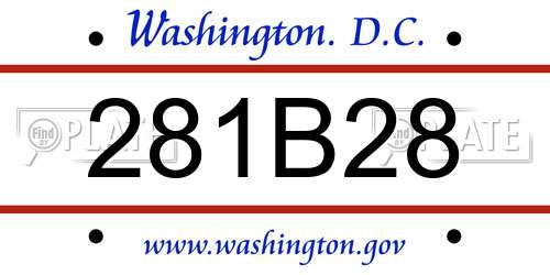 281B28 District Of Columbia License Plate