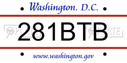 281BTB District Of Columbia License Plate
