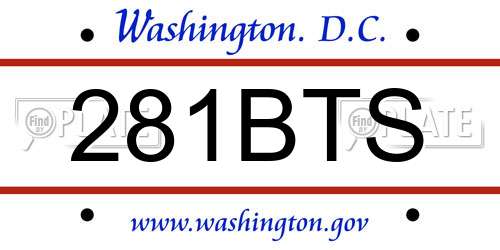 281BTS District Of Columbia License Plate