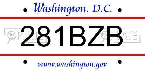 281BZB District Of Columbia License Plate