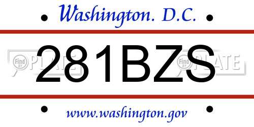 281BZS District Of Columbia License Plate