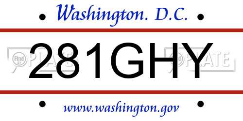 281GHY District Of Columbia License Plate