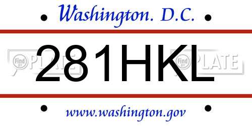 281HKL District Of Columbia License Plate