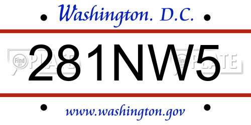 281NW5 District Of Columbia License Plate
