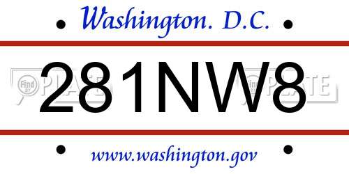 281NW8 District Of Columbia License Plate