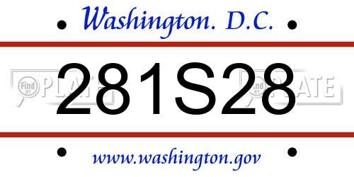 281S28 District Of Columbia License Plate