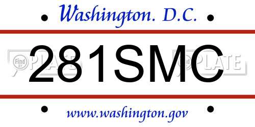 281SMC District Of Columbia License Plate
