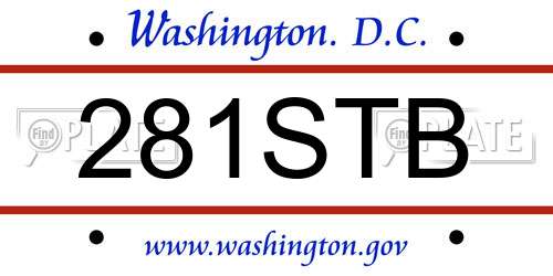 281STB District Of Columbia License Plate