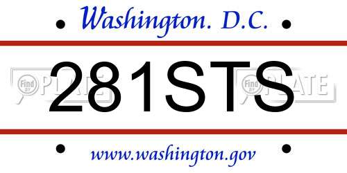 281STS District Of Columbia License Plate