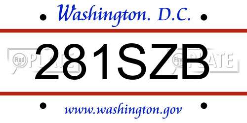 281SZB District Of Columbia License Plate