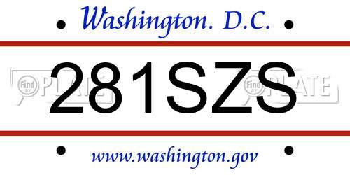 281SZS District Of Columbia License Plate