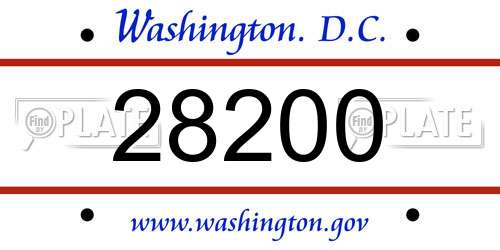 28200 District Of Columbia License Plate